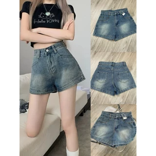 Quần short jean trơn cạp cao gấu to - 247store.vn - Quanshort190_P11K1