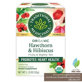 Trà Hữu Cơ Hoa Dâm Bụt (Hoa Bụt Giấm) Kết Hợp Táo Gai (Táo Mèo) Traditional Medicinals Organic Hawthorn & Hibiscus Tea