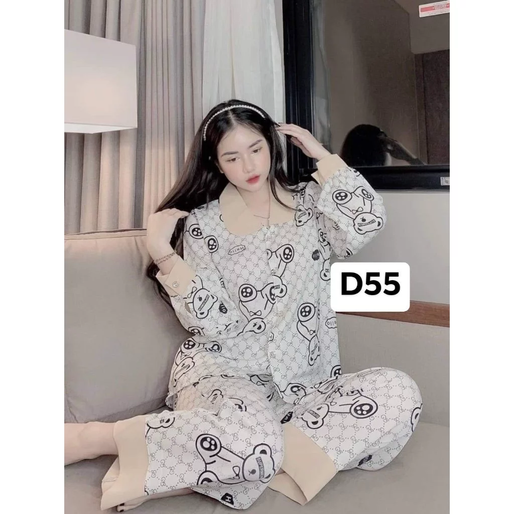 [ 60-75KG] Set Đồ Bộ Ngủ Nữ Pijama Tay Dài Quần Dài Đồ Bộ Mặc Nhà Xinh Chất Mát Mịn SIZE ĐẠI-xuongmaypijamachucanh