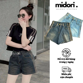 Quần short jean nữ lưng cạp cao tông vòng 3 CS17, quần đùi jean nữ dáng ống rộng mặc đi biển