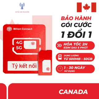 SIM ESIM 4G DU LỊCH CANADA DATA TỐC ĐỘ CAO