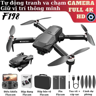 Flycam Dành Cho Người Mới Chơi, Máy Bay Không Người Lái Giá Rẻ, Fly Cam F198 Camera 4K Động Cơ Không Chổi Than