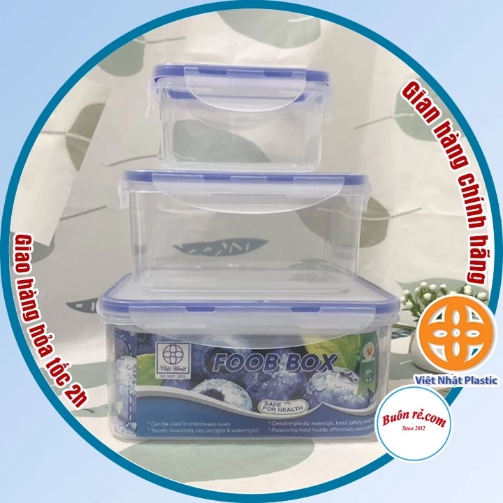 Bộ 3 hộp nhựa chữ nhật đựng thực phẩm, bảo quản thức ăn tiện lợi, an toàn (MS: 6530)