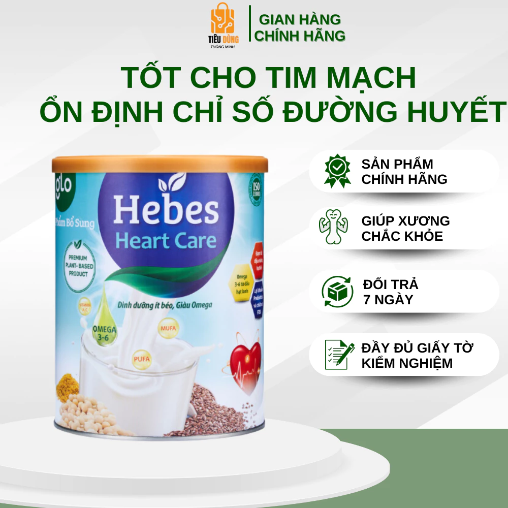 Sữa hạt yến mạch bổ sung dinh dưỡng tốt cho tim mạch giúp ổn định chỉ số đường huyết Hebes HeartCare