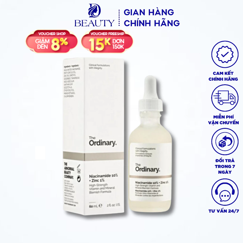 Serum The Ordinary Niacinamide 10% + Zinc 1% Giúp Cân Bằng Bã Nhờn Làm Sáng Da Thu Nhỏ Lỗ Chân Lông 30 - 60ml