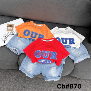 Bộ Quần Áo Bé Trai Set Đồ Bé Trai Áo Thun Cộc Tay Quần Short Jean Đồ Cho Bé T 1-10 tuôi 10-30kg GH39