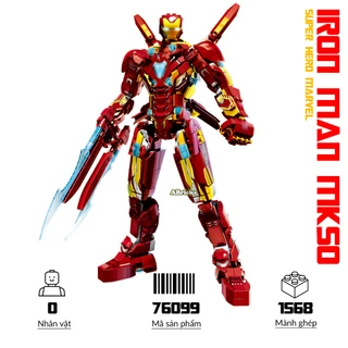 Đồ chơi lắp ráp Ironman MK50, 76099 Super hero Marvel, Xếp hình thông minh, Mô hình siêu anh hùng