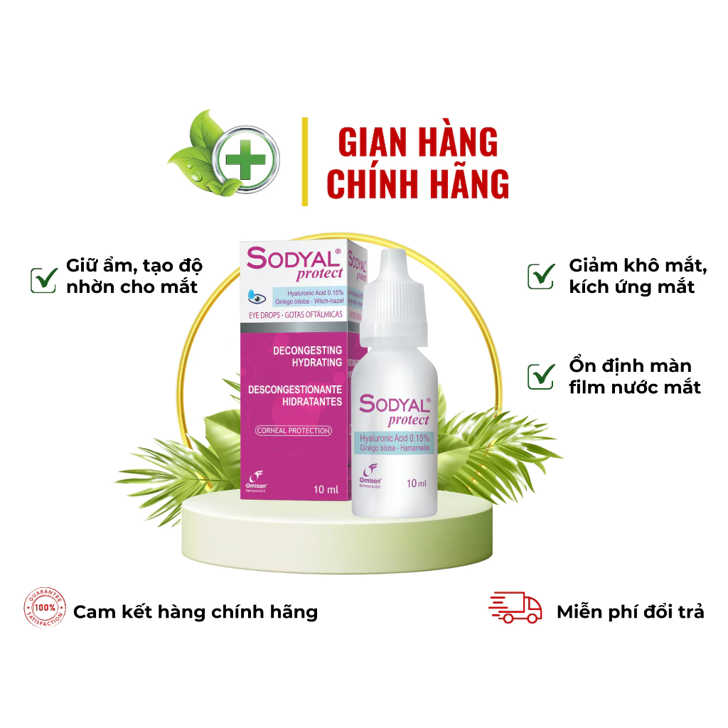 Nhỏ mắt SODYAL PROTECT - Giữ ẩm, bôi trơn mắt, giảm khô mắt, kích ứng mắt, ổn định màn film mắt