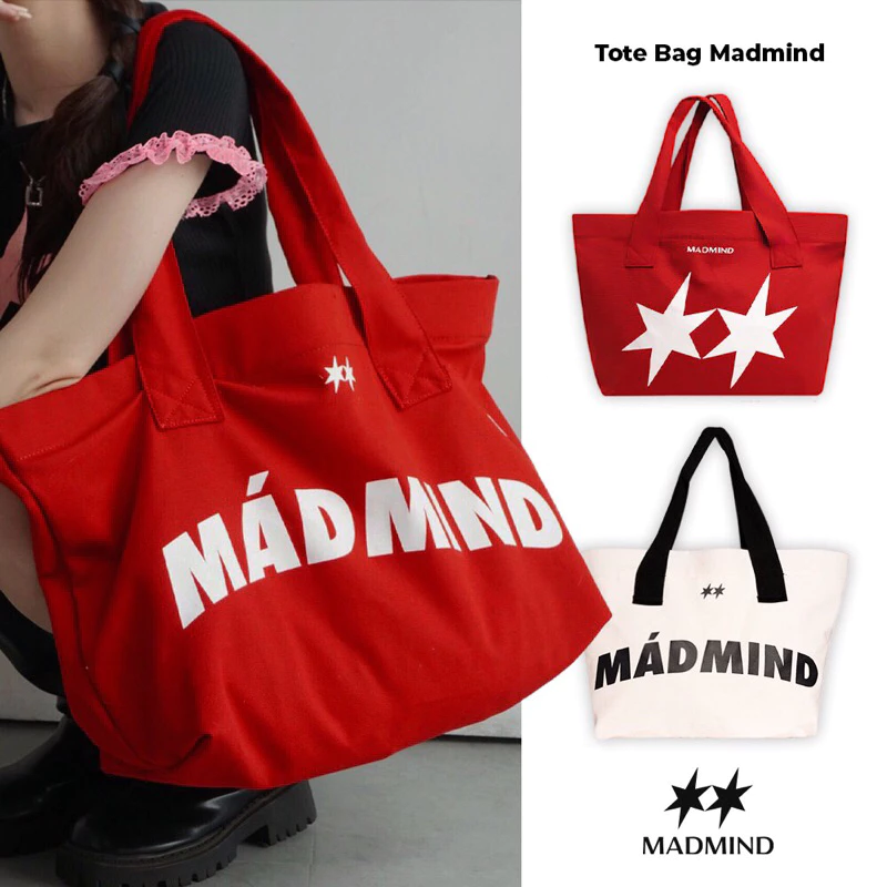 MADMIND - Túi Tote Có Dây Kéo Vải Bố Canvas Đeo Vai Madmind Tote Cỡ Vừa / Lớn