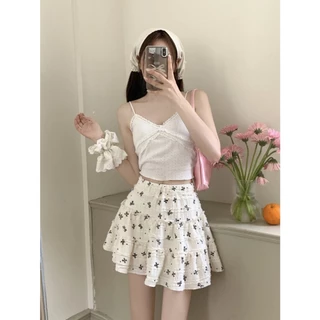 Chân váy ngắn họa tiết IN NƠ form xòe cạp chun Ulzzang