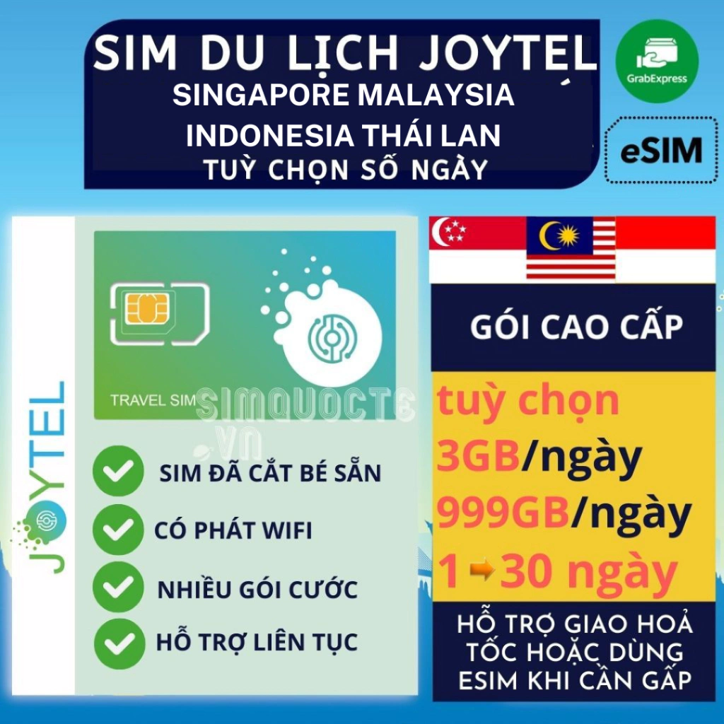 [GÓI CAO CẤP] Sim du lịch Singapore Malaysia Indonesia không giới hạn internet 4G không chặn Facebook Google