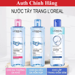 Nước Tẩy Trang Làm Sạch Dưỡng Ẩm Cho Mọi Loại Da L'Oreal 3-in-1 Micellar Water 400ml