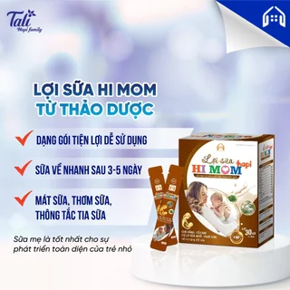 Lợi sữa hi mom từ thảo dược giúp sữa về nhiều hơn, đặc sữa, mát sữa, thông tắc tia sữa, lành tính, dạng gói dễ sử dụng