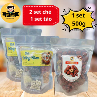 Combo 2 set chè dưỡng nhan 500g và 1 set táo đỏ 500g Cô Mầm Foods