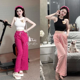 SET ÁO CROPTOP BA LỖ KÈM QUẦN ỐNG RỘNG