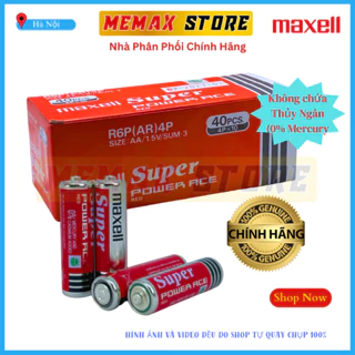 Hộp 40 Viên Pin Tiểu AA/2A Maxell Super Power Ace R6P 1.5V Siêu Bền Dùng Cho Micro, Đồng Hồ, Đồ Chơi