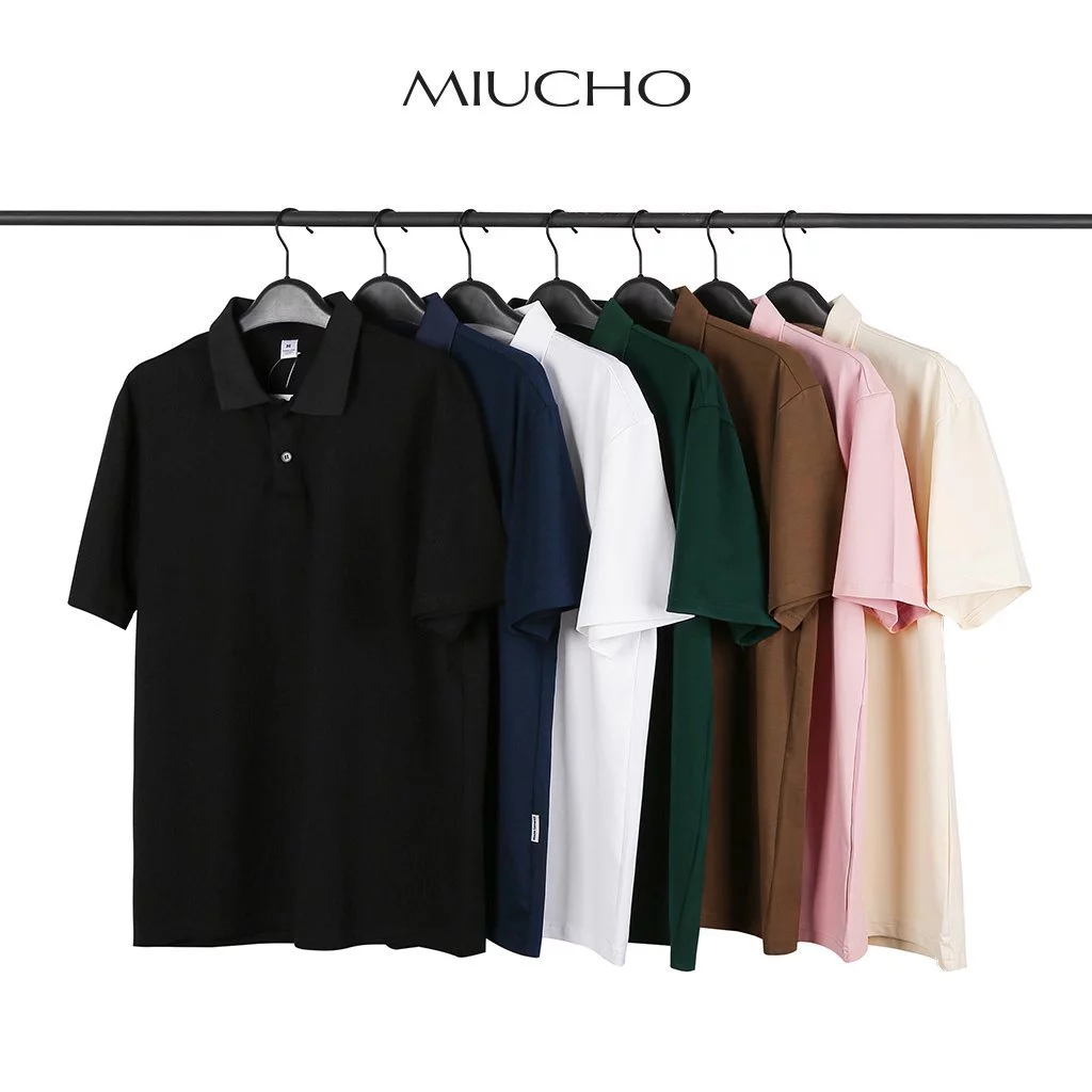 Áo polo trơn form rộng cotton PLT01 Miucho cổ trụ in basic