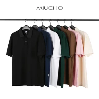 Áo polo trơn form rộng cotton PLT01 Miucho cổ trụ in basic