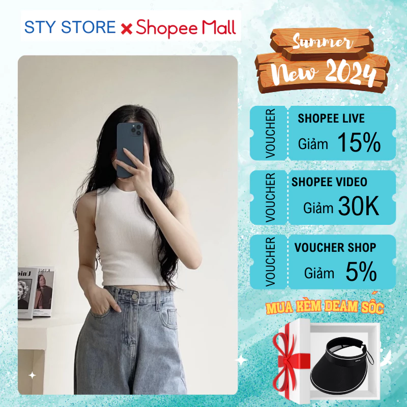 Áo Ba Lỗ Nữ Dáng Croptop Tôn Dáng Chất Thun Gân Co Dãn Siêu Mềm Mịn Thương Hiệu STY