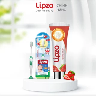 Bộ Đôi 1 Tuýp Kem Đánh Răng Trẻ Em Lipzo Vị Dâu Bảo Vệ Răng Sữa 75g An Toàn Nuốt Được Và 1 Bàn Chải Đánh Răng Kids S2