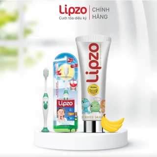 Bộ Đôi 1 Tuýp Kem Đánh Răng Trẻ Em Lipzo Vị Chuối Bảo Vệ Răng Sữa 75g An Toàn Nuốt Được Và 1 Bàn Chải Đánh Răng Kids S2