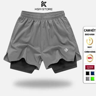 Quần Đùi Short Thể Thao Ngắn 2 Lớp Tập Gym Nam KSM Store Xẻ V, Túi Zip Phù Hợp Chạy Bộ, Bơi Q209