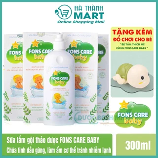 Sữa tắm cho bé Fons Care Baby Thành phần thảo dược thiên nhiên sạch hết rôm sảy mẩn ngứa hăm tã sơ sinh (Chai 300ml)