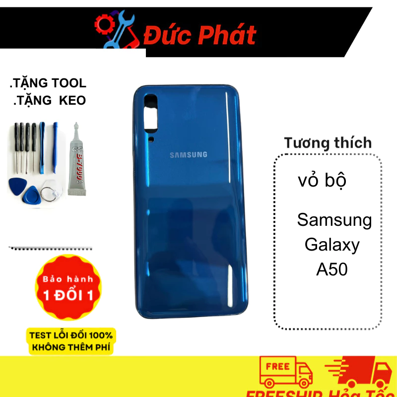 vỏ bộ a50 -samsung (bao gồm khung xương và lưng,nút tăng giảm,kính cam)