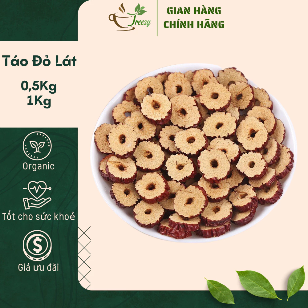 1Kg Táo Đỏ Thái Lát Sấy Khô - Trà thảo mộc Treesy - Trà hoa quả