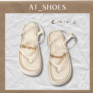 |SẴN - SHIP HOẢ TỐC| Sandal nữ xỏ ngón quai xích đế cao su mang cực êm đế cao 4cm chất da PU hàn quốc - AT Shoes