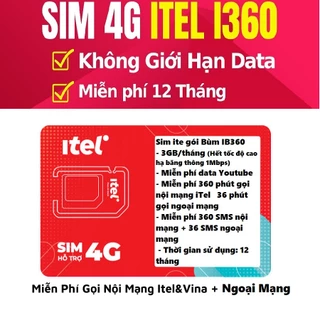 [ SÀI 1 NĂM ] Sim Vinaphone IteleCom 4G Bùm IB360 Tặng 1 Tỷ Data Vào Mạng Không Giới Hạn Miễn Phí Gọi Thoại