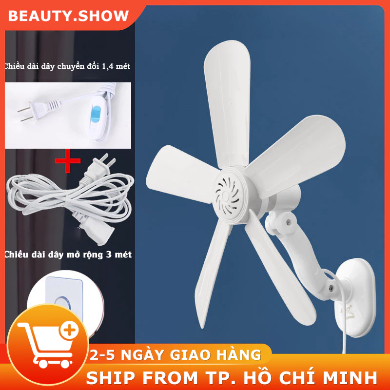 💕FREESHIP💕Quạt treo tường & trần, nhà phòng tắm nhà bếp Quạt trần mini, Hướng điều chỉnh 360 độ, chiều dài dây 4,5 mét