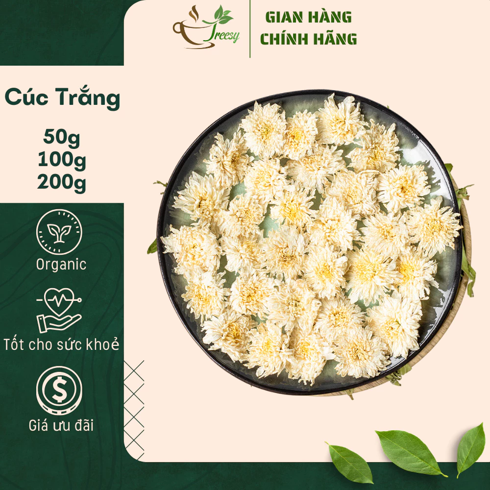 200g Trà Hoa Cúc Trắng (Bạch Cúc) - Trà thảo mộc Treesy - Trà hoa quả