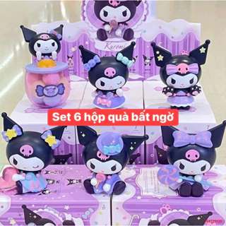 Set 6 hộp quà bí mật kuromi, Kuromi ngoại truyện, Mô hình trang trí - hàng có sẵn [Full Box]