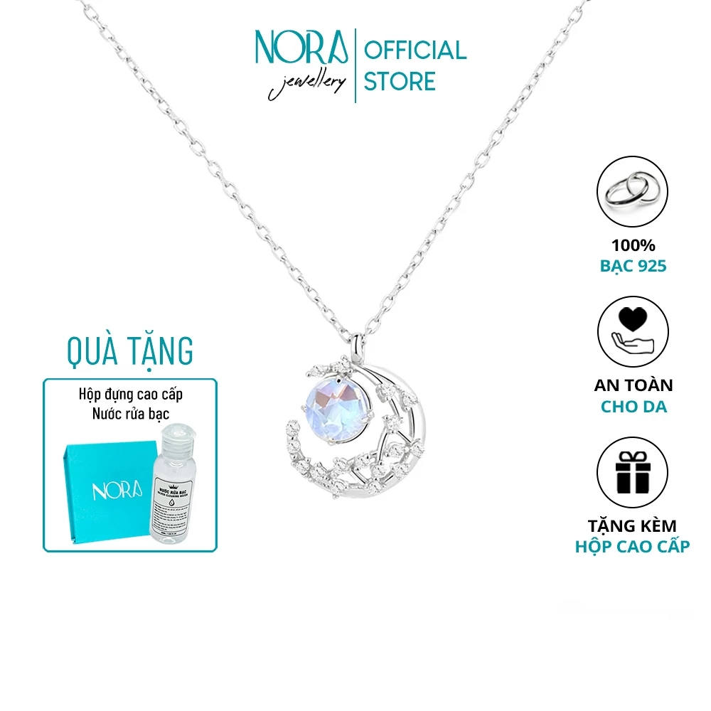 [VOUCHER LIVE EXTRA] Dây chuyền bạc nữ NORA Jewellery, vòng cổ bạc 925 mặt trăng đá Moonstone lấp lánh sang trọng DC001