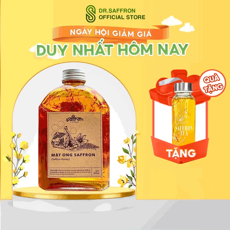 Mật ong Saffron Nhụy Hoa Nghệ Tây Saffron Việt Nam Chai Thủy Tinh 335g