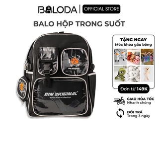 Balo túi hộp trong suốt nam nữ BALODA balo học sinh nhiều ngăn chống nước tiện dụng - BL013