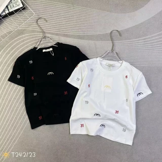 Áo thun croptop nữ tay ngắn cổ tròn thêu số 5 19 31 hàng Quảng Châu chất cotton, áo phông baby tee mùa hè 242123