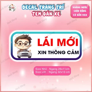 Decal Dán Xe Lái Mới Cho Tài Xế Nam, Tem Dán Xe Lái Mới Dễ Thương, Tiện Lợi, Chống Nước.