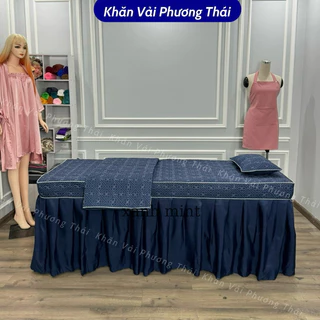 Bộ ga giường spa, nối mi, phun xăm chất cotton satin trần bông