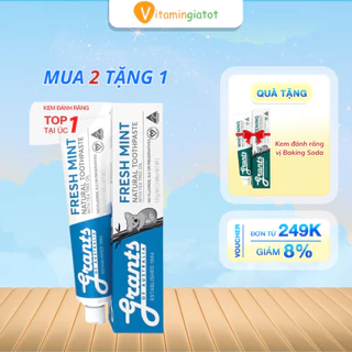 Combo 2 Tuýp Kem Đánh Răng Grants Thảo Dược Hữu Cơ, Tràm Trà Ngừa Viêm Nướu, Ê Buốt, Chảy Máu Chân Răng, Thơm Miệng 110g