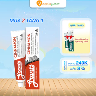 Combo 2 Tuýp Kem Đánh Răng Grants Thảo Dược Hữu Cơ, Quế Ngăn Ngừa Viêm Nướu, Ê Buốt Chân Răng, Hơi Thở Thơm Mát 110g