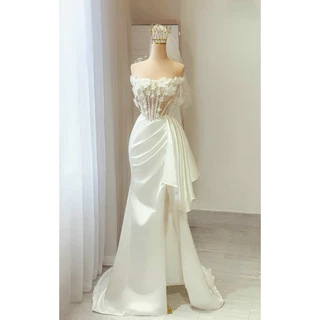 Đầm maxi cưới TRIPBLE T DRESS đính hoa nổi siêu tôn dáng - size S/M/L