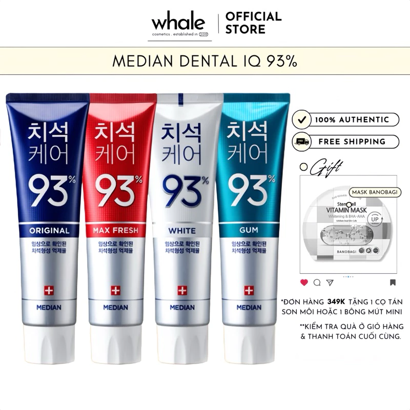 Kem đánh răng trắng sáng MEDIAN DENTAL IQ 93% 120g