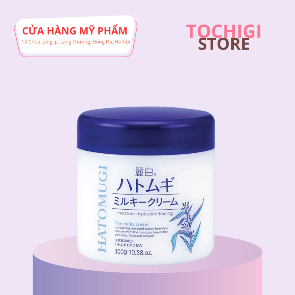 Kem dưỡng ẩm trắng da ý dĩ Hatomugi Moisturizing & Conditioning The Milky Nhật Bản 300g