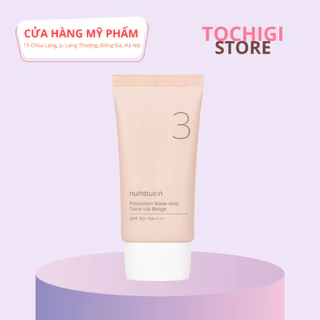 Kem Chống Nắng Nâng Tone Cho Da Nhạy Cảm Numbuzin No.3 Porcelain Base-skip Tone Up Beige 50ml