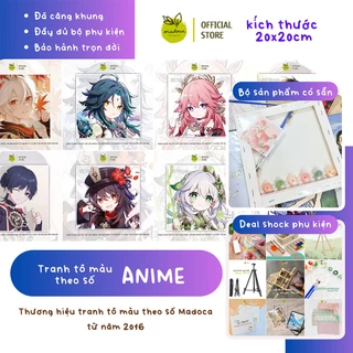 Tranh tô màu theo số Madoca, tranh số hóa chủ đề Anime 20x20cm có khung - các mẫu hot nhất