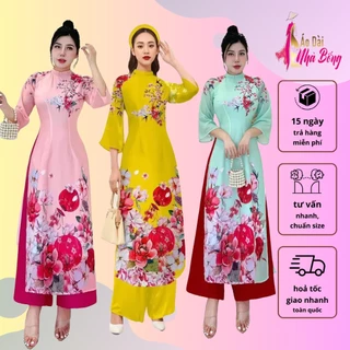 ÁO DÀI NHÀ BỐNG - [HCM]Áo dài in 3D vol 4 tà cao cấp AD029