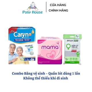 Combo Bỉm - Băng Vệ Sinh - Quần Lót Giấy - Quần Lót Vải Cotton Dùng 1 Lần Cho Mẹ Đi Sinh, Sau Sinh