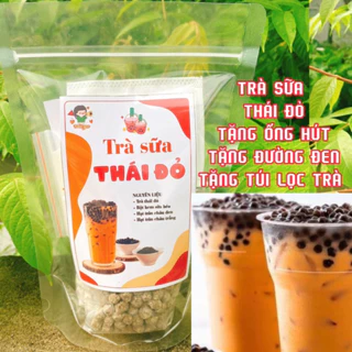 Sét trà sữa thái đỏ nấu được 15 đến 20 ly to tặng 100gam  đường  đen 3 ống hút túi và túi lọc trà